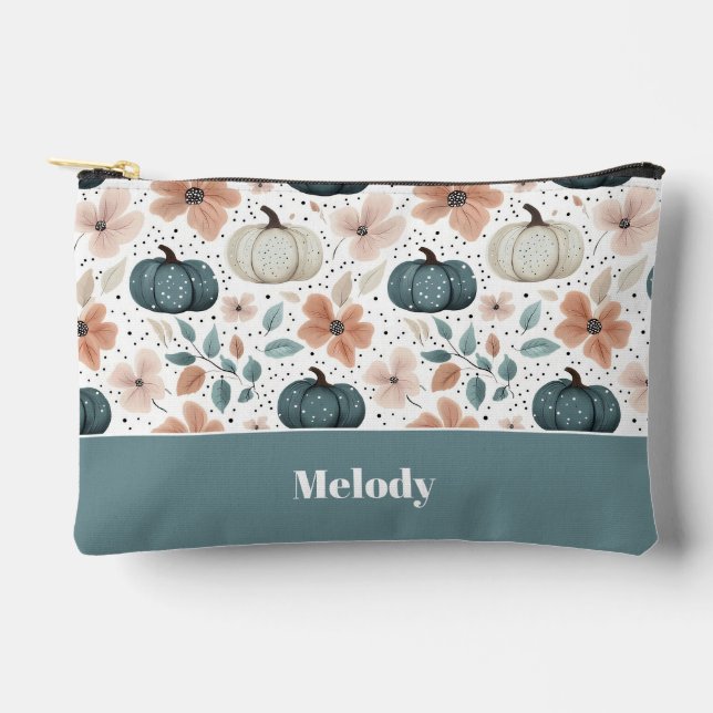 Cute Custom Pumpkin Fall Pattern  Accessory Pouch (Front)