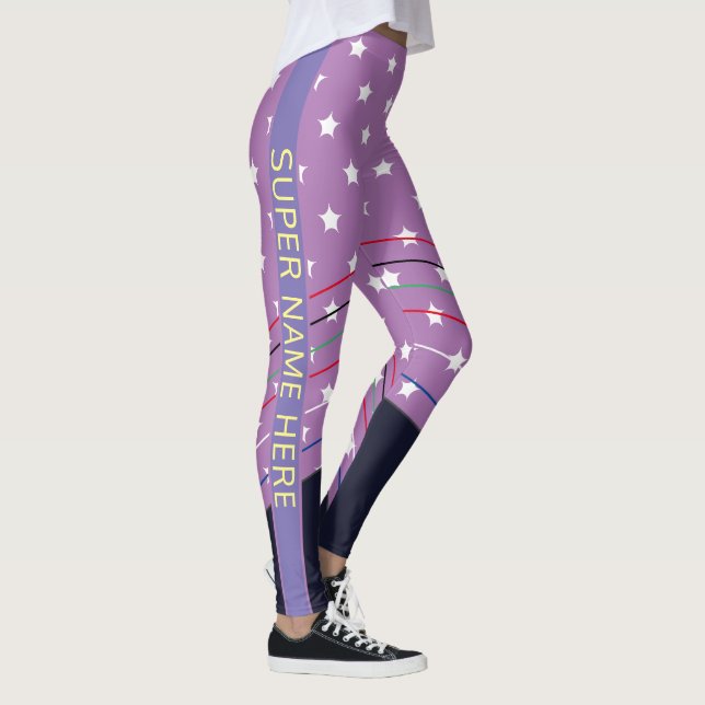 Cute Custom Purple Super Hero Juneteenth 4th July  Leggings (Right)