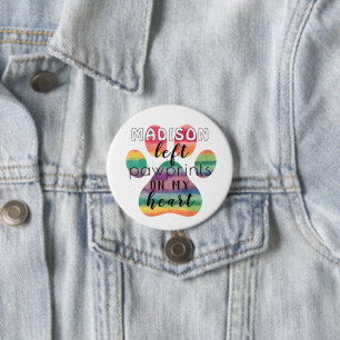 Cute Custom Rainbow Bridge Paw Prints On My Heart 3 Inch Round Button