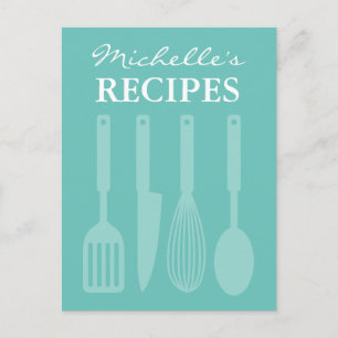 Cute custom recipe postcard with kitchen utensils