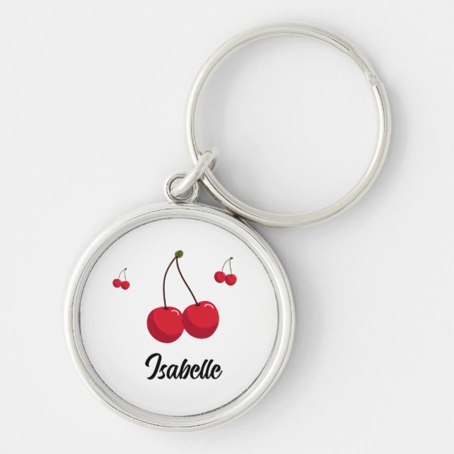 Cute Custom Red Cherry  Keychain (Front)