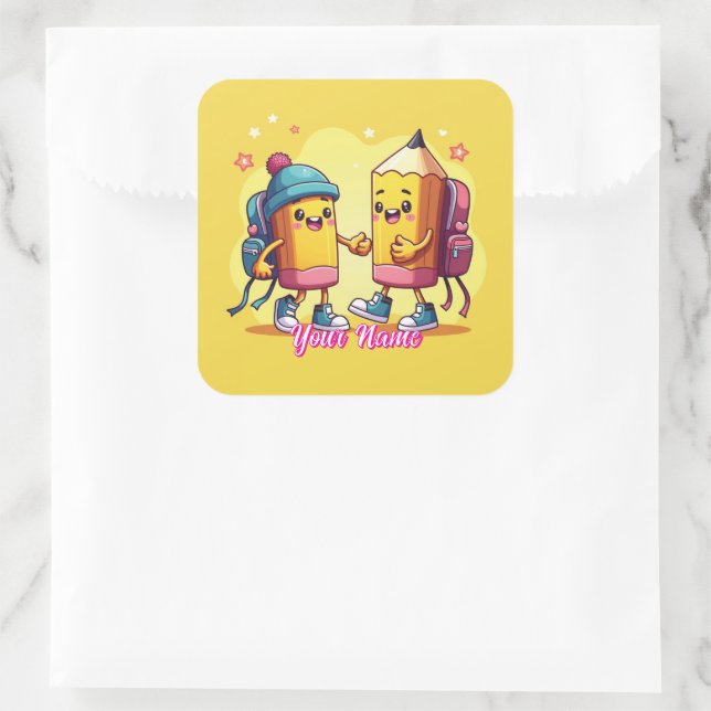 Cute & Custom School Gear Collection Square Sticker (Bag)