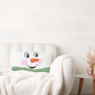 Cute Custom Snowman with green scarf Lumbar Pillow