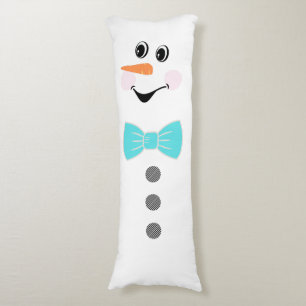 Cute Custom Snowman with Teal Blue Bowtie Body Pillow