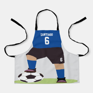 Cute Custom Soccer Football Player with Ball Colou Apron