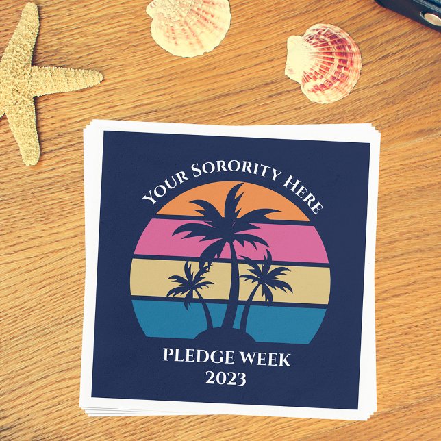 Cute Custom Sorority Pledge Week Beach Party Blue Napkin (Creator Uploaded)