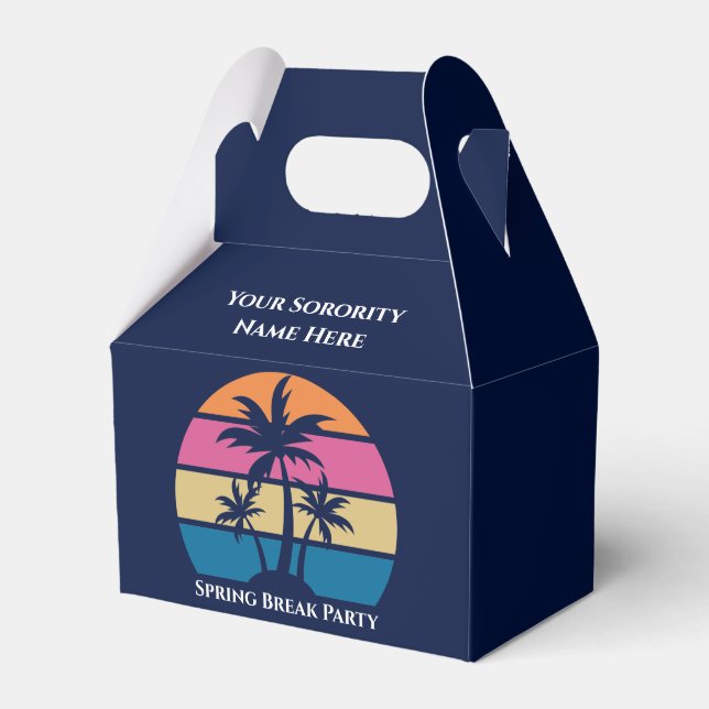 Cute Custom Sorority Spring Break Beach Party Favor Box (Front Side)