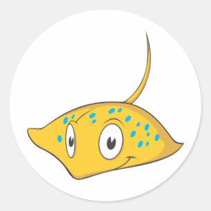Cute Custom Stingray Cartoon Shirt Classic Round Sticker