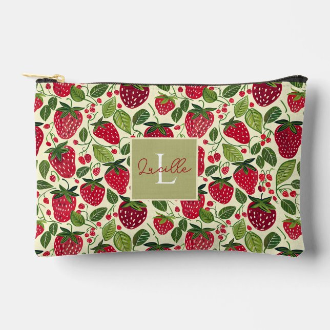 Cute Custom Strawberry  Pattern Accessory Pouch (Front)