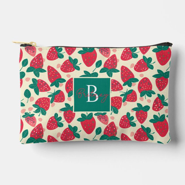 Cute Custom Strawberry  Pattern Accessory Pouch (Front)