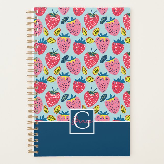 Cute Custom Strawberry  Pattern Planner (Front)