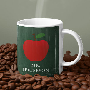 Cute Custom Teacher Red Apple Chalkboard Coffee Mug