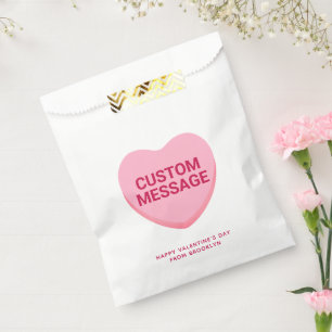 Cute custom text message pink conversation heart  favour bag