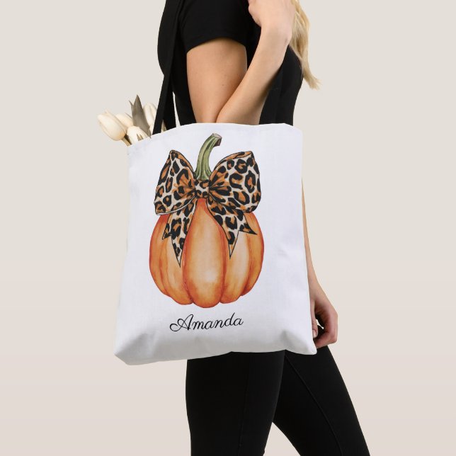 Cute Custom Trick Or Treat Pumpkin Girl Tote Bag (Close Up)
