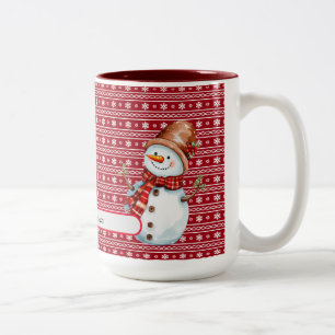 Cute Custom Watercoler Snowman Christmas Tree  Two-Tone Coffee Mug