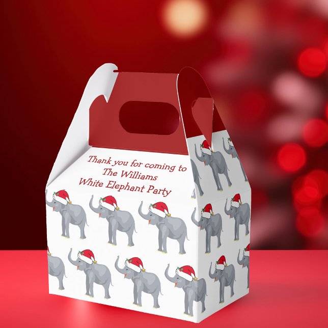 Cute Custom White Elephant Christmas Party Favor Box (Creator Uploaded)