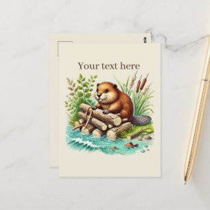 Cute customizable animal lovers beaver postcard