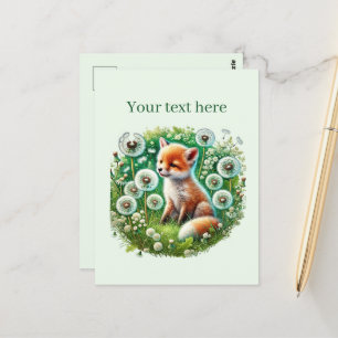 Cute customizable animal lovers fox postcard