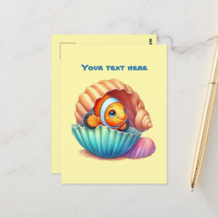 Cute customizable beach ocean fish postcard