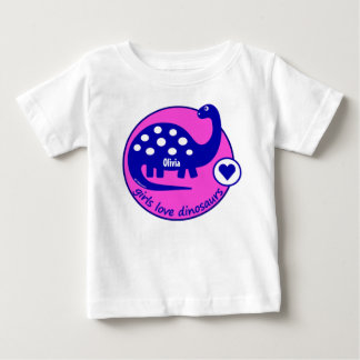 Cute Customizable Bright Pink Dinosaur for Girls Baby T-Shirt
