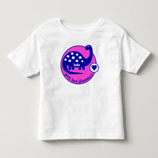 Cute Customizable Bright Pink Dinosaur for Girls Toddler T-shirt