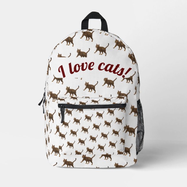 Cute Customizable Cats Themed Printed Backpack (Front)