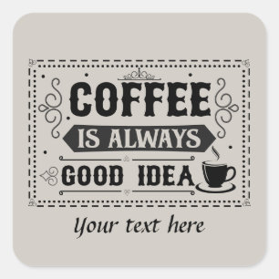 Cute customizable coffee word art  square sticker