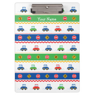Cute Customizable Colourful Cartoon Cars Clipboard