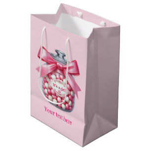 Cute customizable it's a girl baby shower medium gift bag