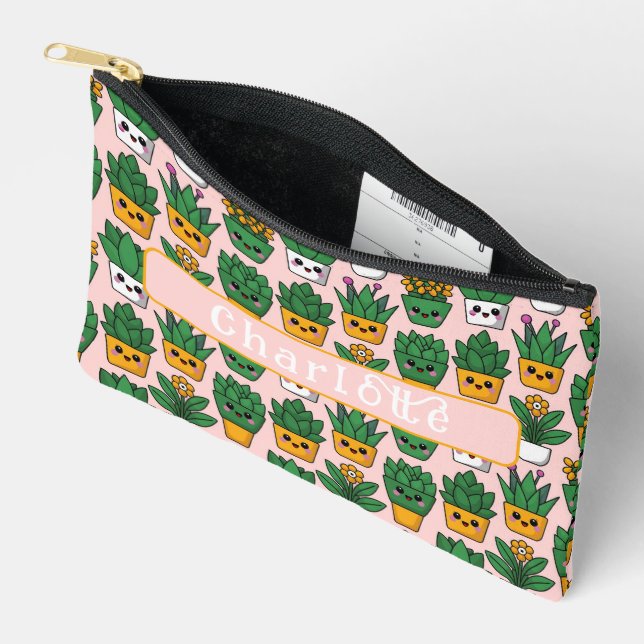 Cute Customizable Kawaii Print Accessory Pouch (Open)
