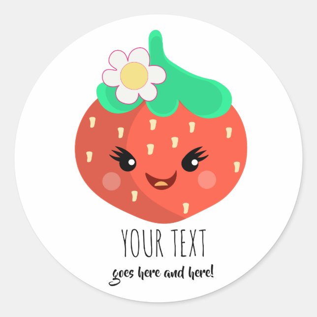 Cute Customizable Kawaii Strawberry Stickers (Front)