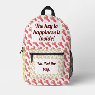 Cute Customizable Key to Happiness Printed Backpack
