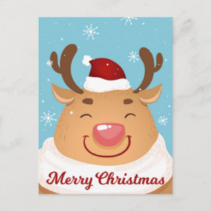 Cute Customizable Merry Christmas Reindeer Card