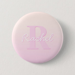 Cute Customizable Monogram Peach & Pink Ombre 2 Inch Round Button