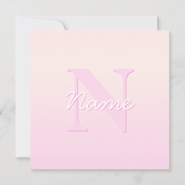 Cute Customizable Monogram | Peach & Pink Ombre Card (Front)