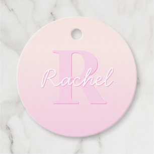 Cute Customizable Monogram Peach & Pink Ombre Favour Tags