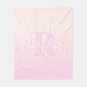 Cute Customizable Monogram Peach & Pink Ombre Fleece Blanket