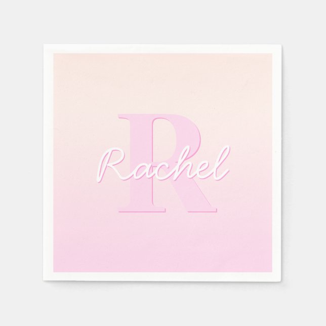 Cute Customizable Monogram | Peach & Pink Ombre Napkin (Front)