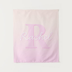 Cute Customizable Monogram   Peach & Pink Ombre Tapestry