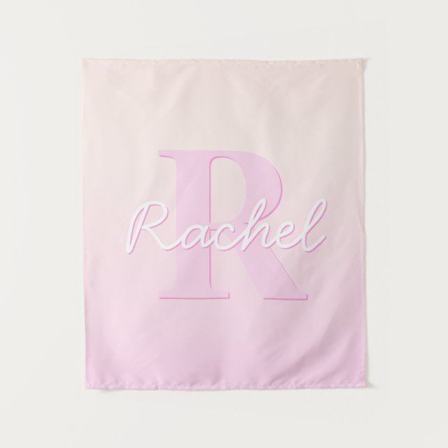 Cute Customizable Monogram | Peach & Pink Ombre Tapestry (Front)