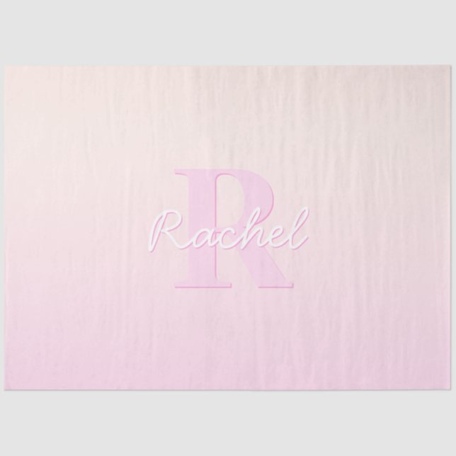 Cute Customizable Monogram | Peach & Pink Ombre Tissue Paper (Front)