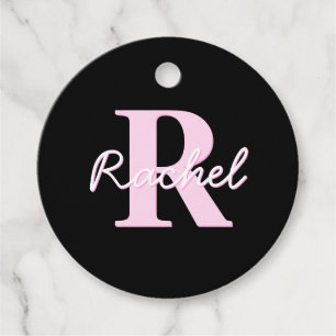 Cute Customizable Monogram   Pink Ombre & Gray Favour Tags