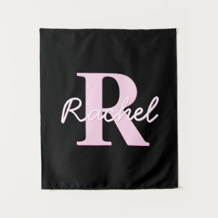 Cute Customizable Monogram   Pink Ombre & Gray Tapestry