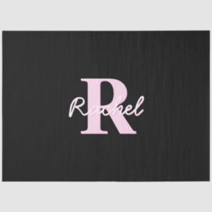 Cute Customizable Monogram   Pink Ombre & Gray Tissue Paper