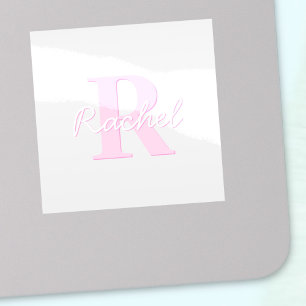 Cute Customizable Monogram   Pink Ombre & Grey