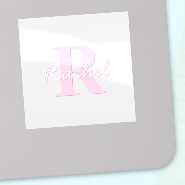 Cute Customizable Monogram | Pink Ombre & Grey (Creator Uploaded)