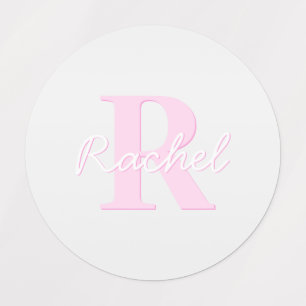 Cute Customizable Monogram   Pink Ombre & Grey