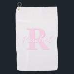 Cute Customizable Monogram | Pink Ombre & Grey Golf Towel<br><div class="desc">Cute and girly monogram design,  customize as you like.</div>
