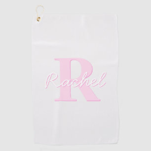 Cute Customizable Monogram   Pink Ombre & Grey Golf Towel