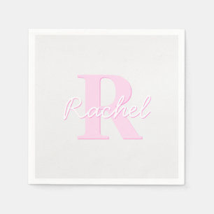 Cute Customizable Monogram   Pink Ombre & Grey Napkin